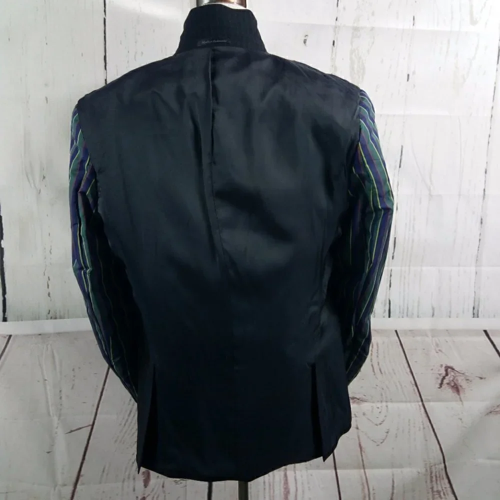 Chaps Slim Fit 46R Black Striped Suit Blazer Sport